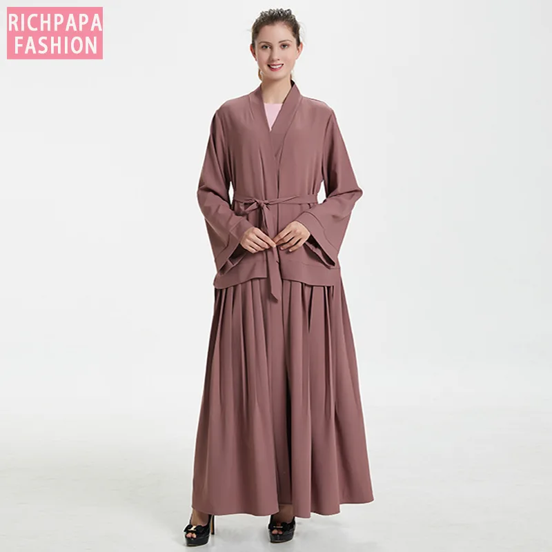 Abaya Дубай Кафтан длинный льняной плиссированный мусульманский хиджаб платье