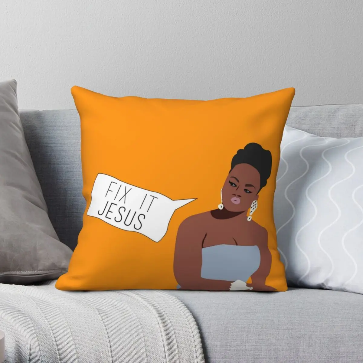 

Phaedra Parks Fix It Jesus Square Pillowcase Polyester Linen Velvet Zip Decor Home Cushion Case