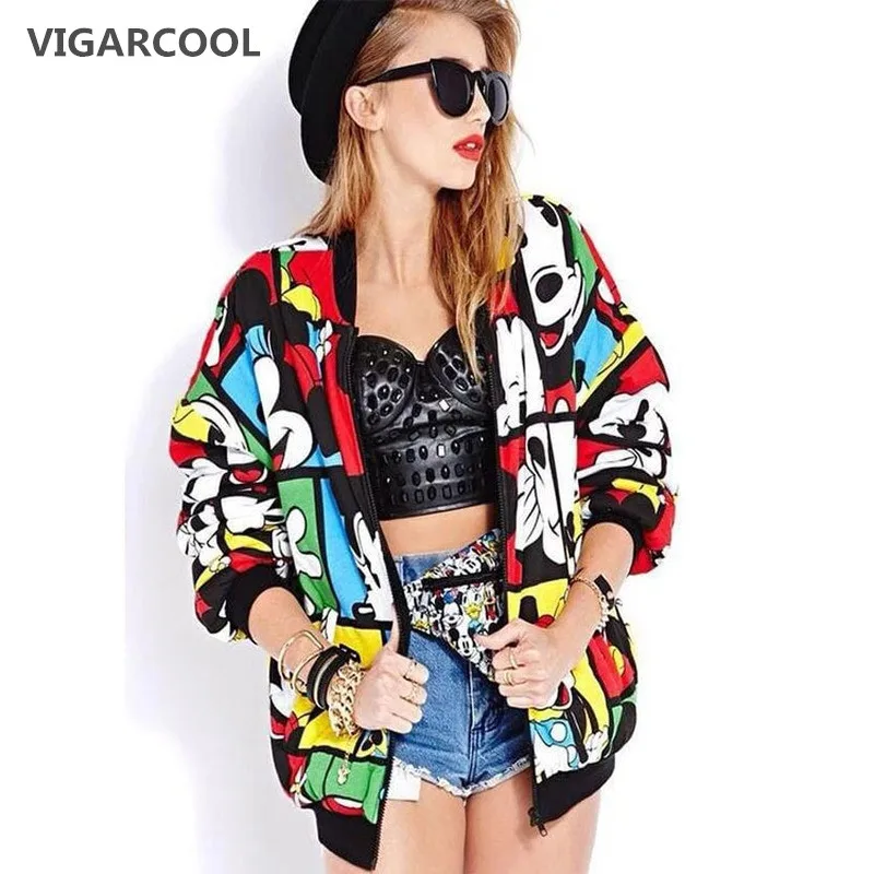 VIGARCOOL, лидер продаж, европейский стиль 2019, Женское пальто, Осеннее, новое, цветное, с длинными рукавами, с Микки Маусом, пальто, с героями мульт... VIGARCOOL, лидер продаж, европейский стиль 2019, Женское пальто, Осеннее, новое, цветное, с длинными рукавами, с Микки Маусом, пальто, с героями мульт...
