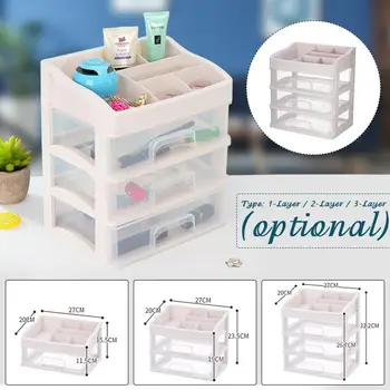 

1/2/3 Layer Makeup Organizer Drawers Plastic Cosmetic Storage Box Jewelry Container Make Up Case Makeup Brush Holder Organizers