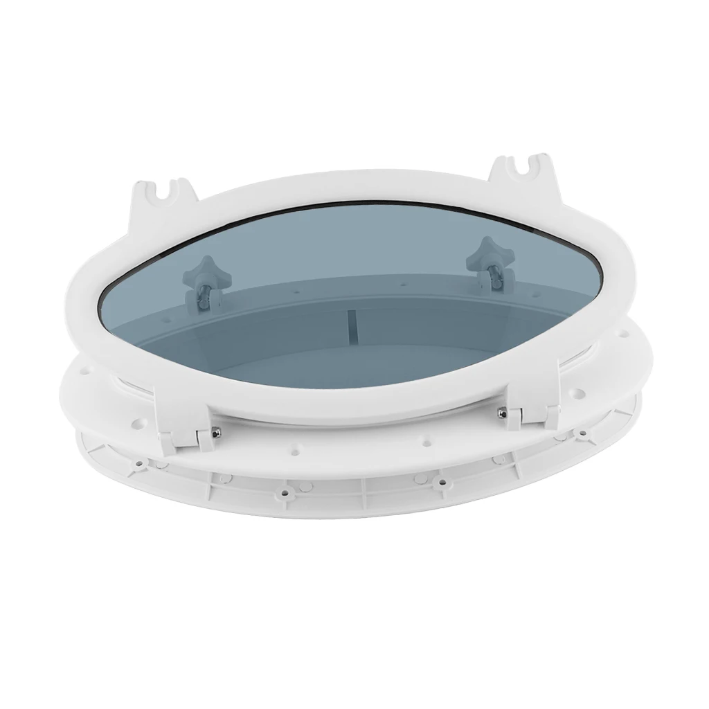 Boat Oval Porthole Window w/ ABS Plastic& 4mm Tempered Glass- 400x200mm 15x8 inch(White