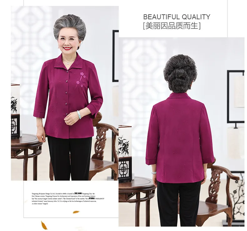 Spring Clothing New Products Grandma-Three-quarter-length Sleeve Elderly People WOMEN'S Suit Elegance 60-Year-Old Grandma-T
