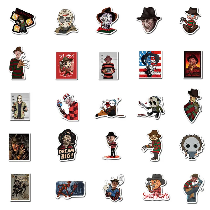 10/30/50 шт. Freddy Krueger Ужасы Стикеры из фильмов Водонепроницаемый скейтборд мотоцикл
