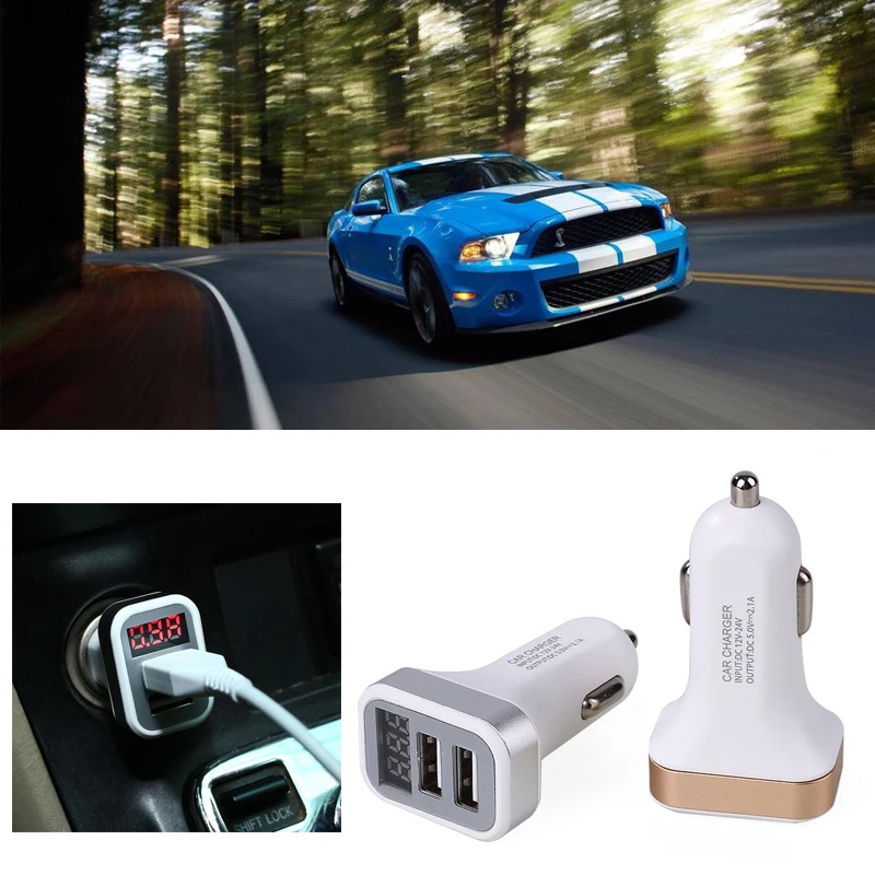Автомобильный Зарядное устройство прикуриватель Портативный Dual USB автомобили 2.1A 5V