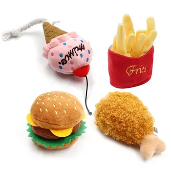 

Dog Chew Molar Various Food Fries Hamburger Chicken Leg Shape Teeth Cleaning Toy 95AA