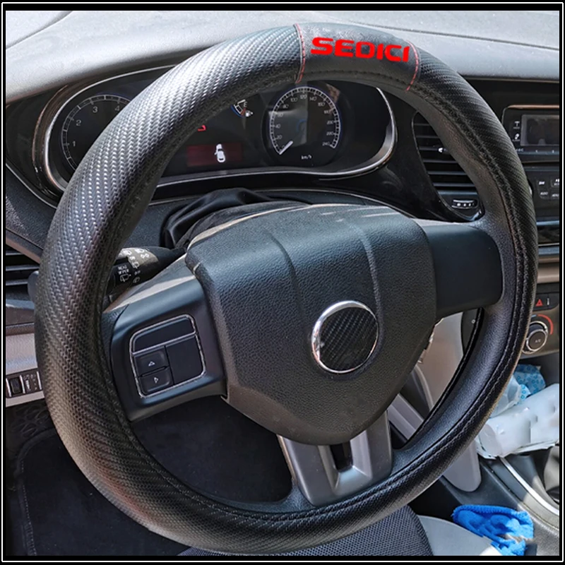 Для Fiat Sedici 38 см Автомобильный руль из углеродного волокна Кожаный чехол на руль модный нескользящий Авто Стайлинг