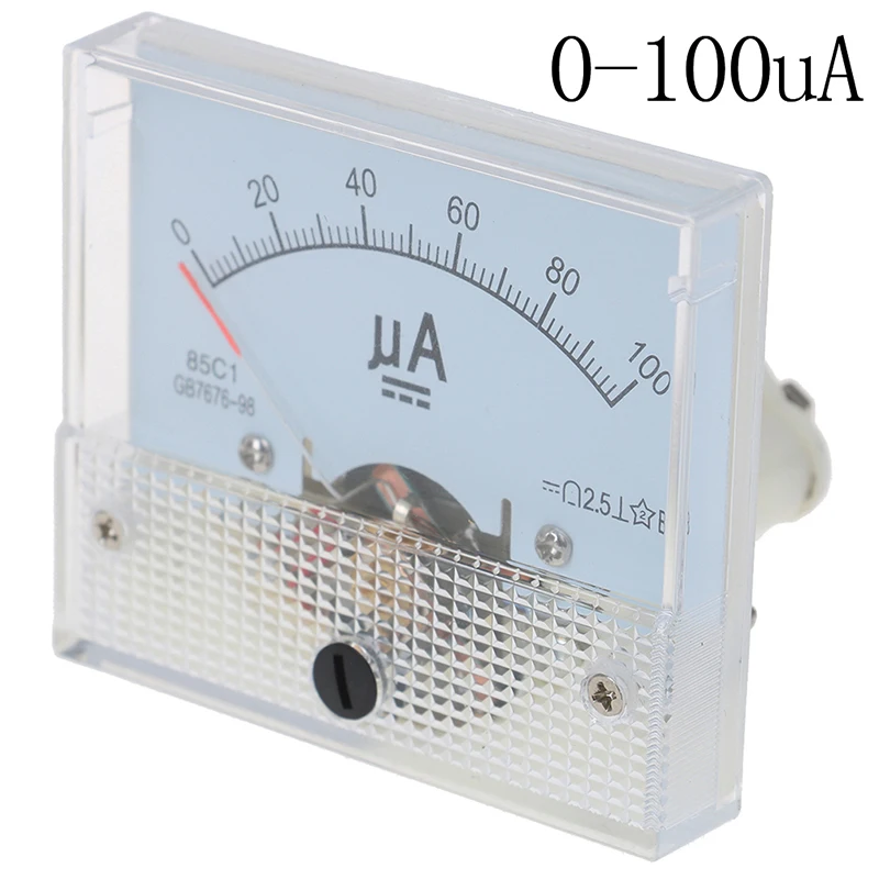 B 1 шт. DC Аналоговый указатель панель измерителя тока 50uA 100uA 200uA 300uA 500uA амперметры - Цвет: B