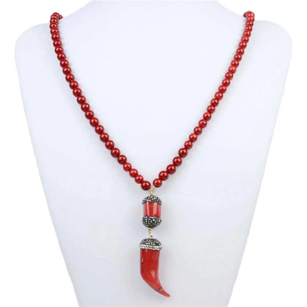 Collar de Coral Natural de 8mm para mujer, collar de Coral de cristal CZ de 27 ", collar de joyería fina Africana tipo gargantilla| - AliExpress