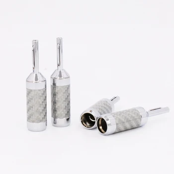 

High Quality Audiocrast 4pcs/8PCS/16PCS Hifi Banana Jack High Quality Carbon Fiber Rhodium Plated Speaker Cable Banana Plug