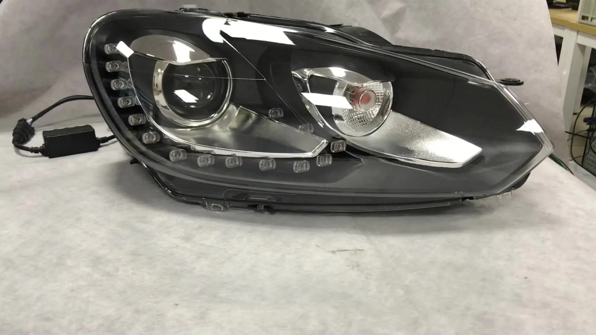 New product lanch of Car accessories Modified headlights white light LED angel eye tears headlamp assembly for VW Golf6 R20