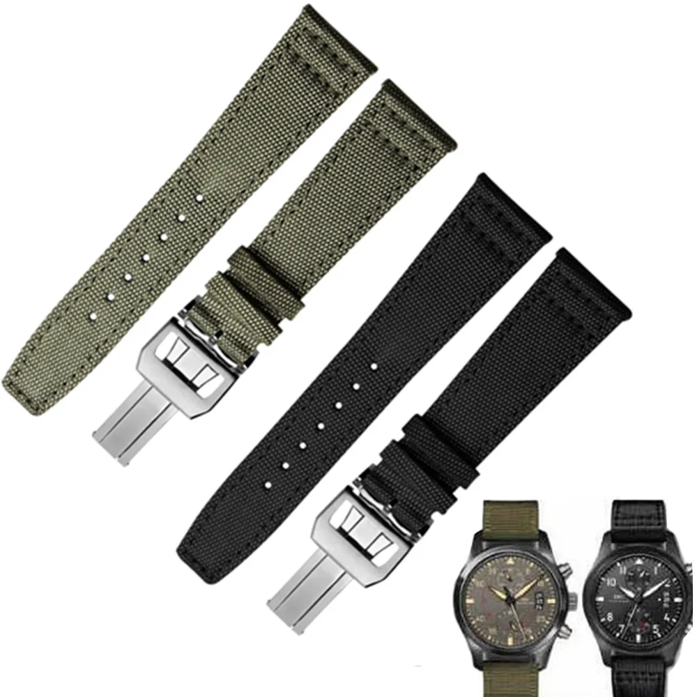 20 Millimetri 21 Millimetri 22 Millimetri Di Nylon Tessuto Di Tela Cinturino Per Iwc Pilot Spitfire Fuso Orario Top Gun Cinghia Pieghevole Fibbia Cint