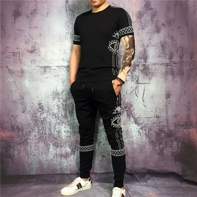 

Freeship mens set embroidery fashion bling set sweatshirts/short sleeve T shirt with pants/elastic waist show/club/top