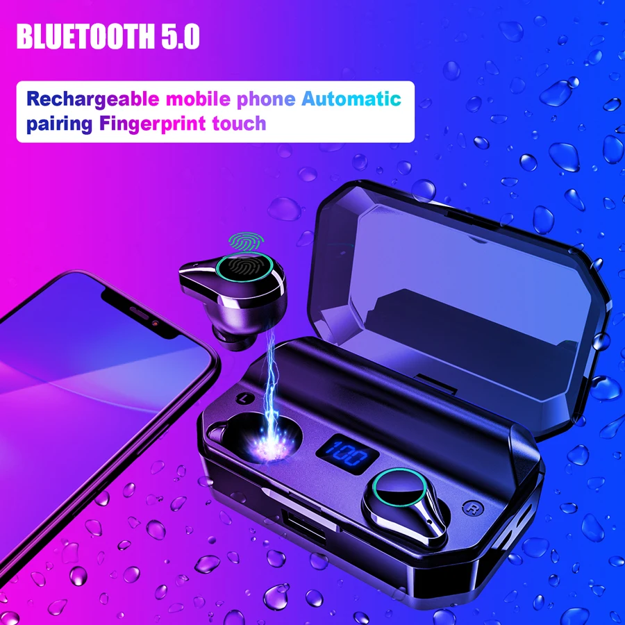 Bluetooth наушники T9 TWS беспроводные наушники стерео беспроводные наушники HIFI бас объемный IPX7 Водонепроницаемая гарнитура Встроенная 7000 мАч батарея наушники беспроводные наушники