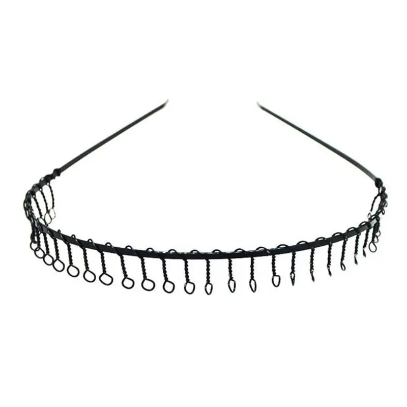 

Black Headband Metal Spiral Hair Band Simple Men Women Fashion Tassel Jewelry Casual Headwear Spring Handmade Accessories