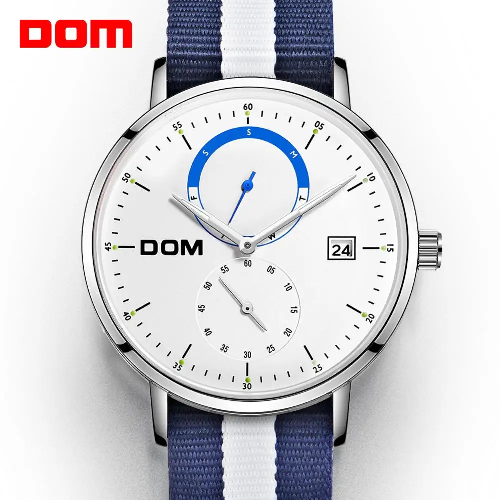 

DOM Men Watches Luxury Brand Multi Function Mens Sport Quartz Watch Waterproof Steel Belt Business Clock Wrist Watch M-436D-7M