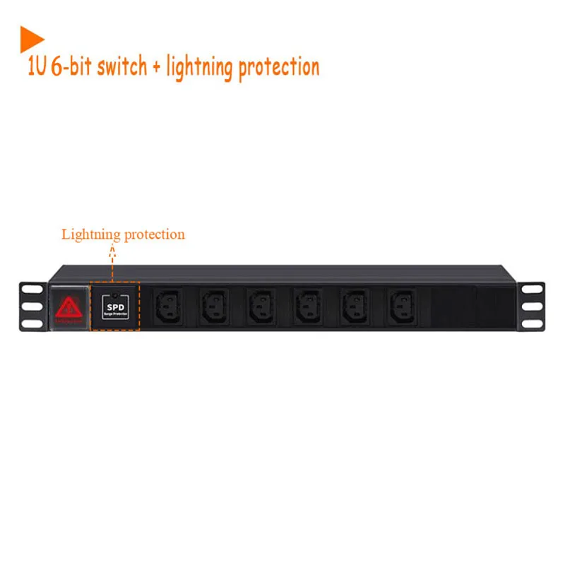 PDU Aluminum alloy IEC C13 Power Strip LIGHTNING PROTECTION OVERLOAD PROTECTION 10A 2500W Engineering PDU Extension Ssocket - Цвет: LIGHTNING PROTECTION