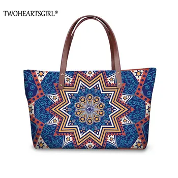 

Twoheartsgirl Colorful Mandala Flower Women Shoulder Bags Leisure Large Capacity Handbag for Ladies Beach Tote Bag sac a main