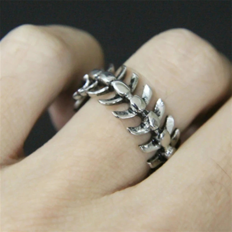 Fashion popular creative rock hip hop retro simple fish bone men and women universal ring birthday gift party jewelry wholesale - Image 4