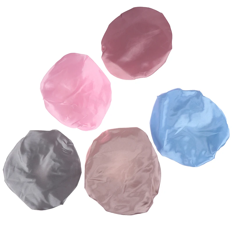 Комплект из 1 предмета; Для женщин будущей матери Satin Шапки шапочки для ванной, душа волос двойные непромокаемые купальные Кепки Аксессуары для ванной комнаты