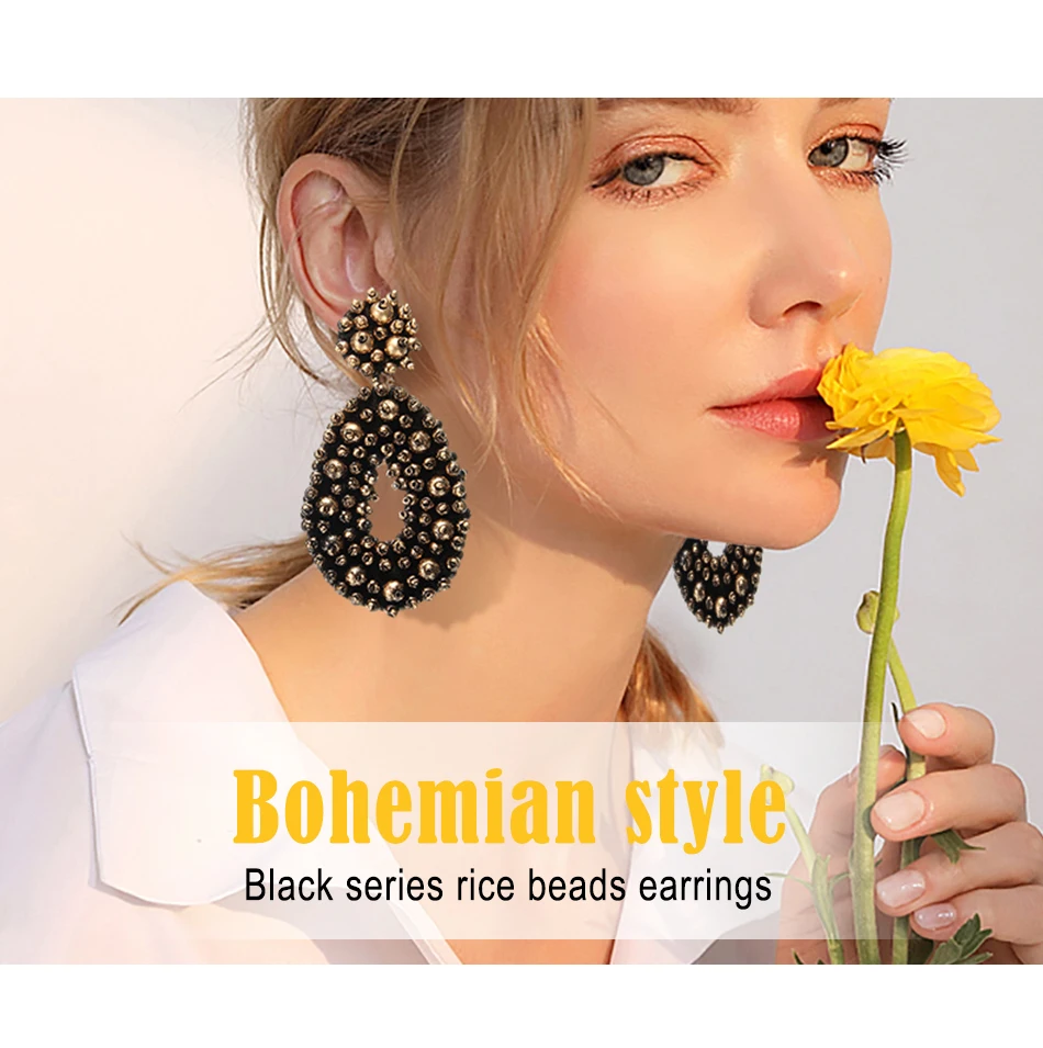 Royalbeier Boho Pendientes De Cuentas Negras Pendientes A De Royalbeier Boho Pendientes De Cuentas Negras Pendientes A De