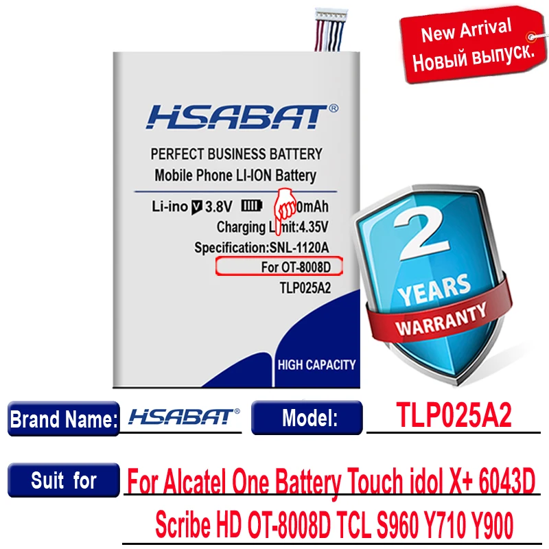Аккумулятор HSABAT 3700mAh TLP025A2 для Alcatel One Battery Touch idol X + 6043D Scribe HD OT 8008D TCL S960 Y710 Y900|battery for