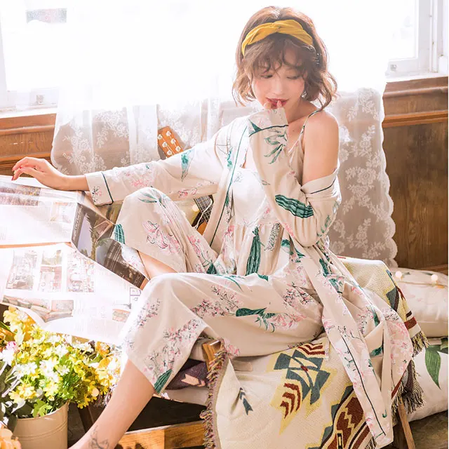 Хлопковые женские пижамные комплекты японская Пижама женские большие размеры весна осень домашняя одежда для отдыха женские одеяния Kawaii пижамы костюм - Цвет: 8819
