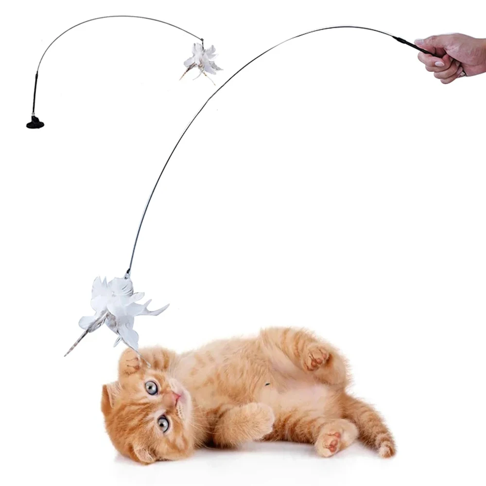

Simulation Bird interactive Cat Toy Funny Feather Bird with Bell Cat Stick Toy for Kitten Playing Teaser Wand Toy Cat Supplies
