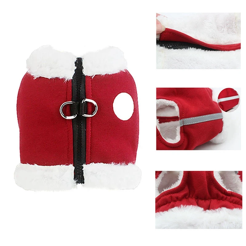 Pet Harness Dog Cat Warm Fleece Harness Vest with Leash Reflective Pet Fleece Vest Coat for French Bulldog