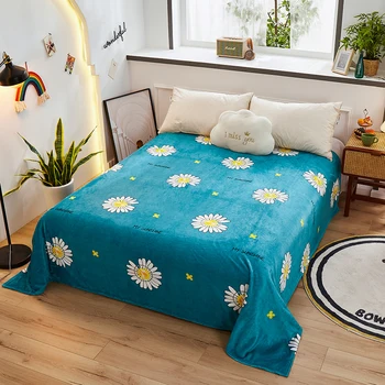 

New Arrival Floral Bedding Set include Pillowshams & Cushion Cover & Flat Sheet Flannel Fuzzy and Skin-friendly Delicate Touch