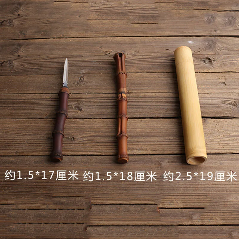 Tea Cutter 1 PCS Natural bamboo Puerh Tea Knife Needle Cone Stainless Steel Damascus