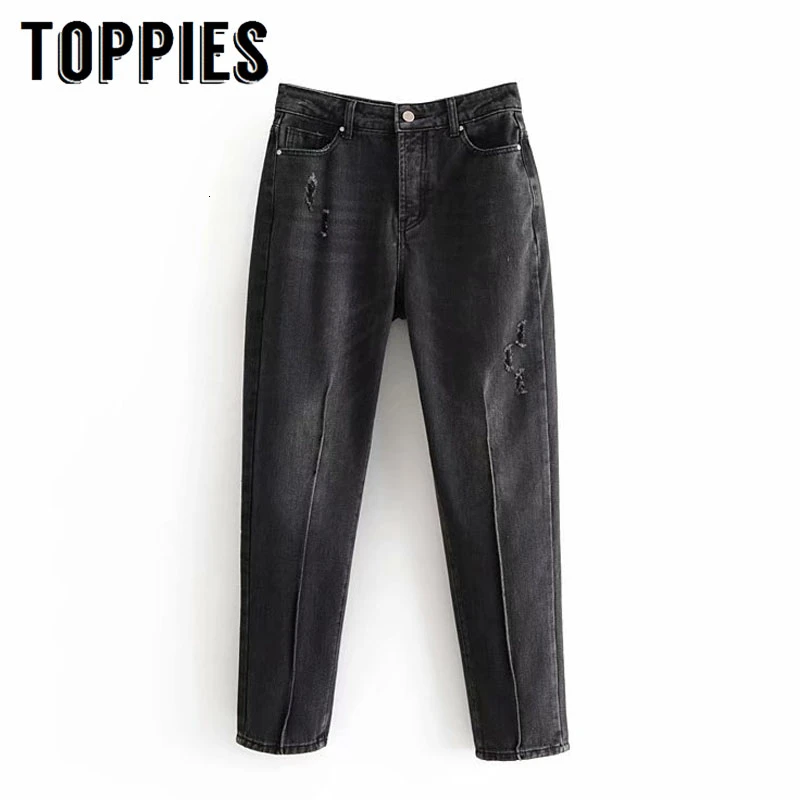 Черные рваные джинсы с дырками, женские джинсовые брюки-карандаш, осенне-зимние женские джинсы, уличная одежда