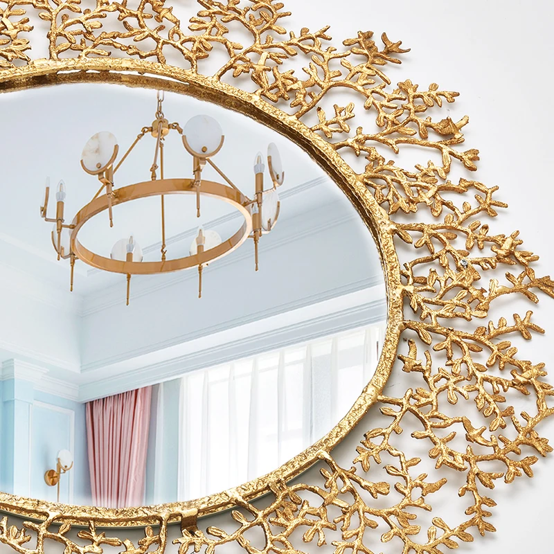 Все медные ветки ванная комната Висячие Зеркало для одевания зеркало принадлежности для ванной круглое зеркало стены ванной крыльцо украшение зеркало