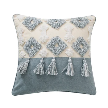 

Nordic Moroccan Pillowcase Geometric Fringe Cushion Pillowcase Handmade Embroidered Tufted