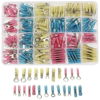 

250Pcs Heat Shrink Wire Connector Assorted AWG 22-10 Cable Wire Terminals Set Solder Sleeve Butt Crimp Terminals Set