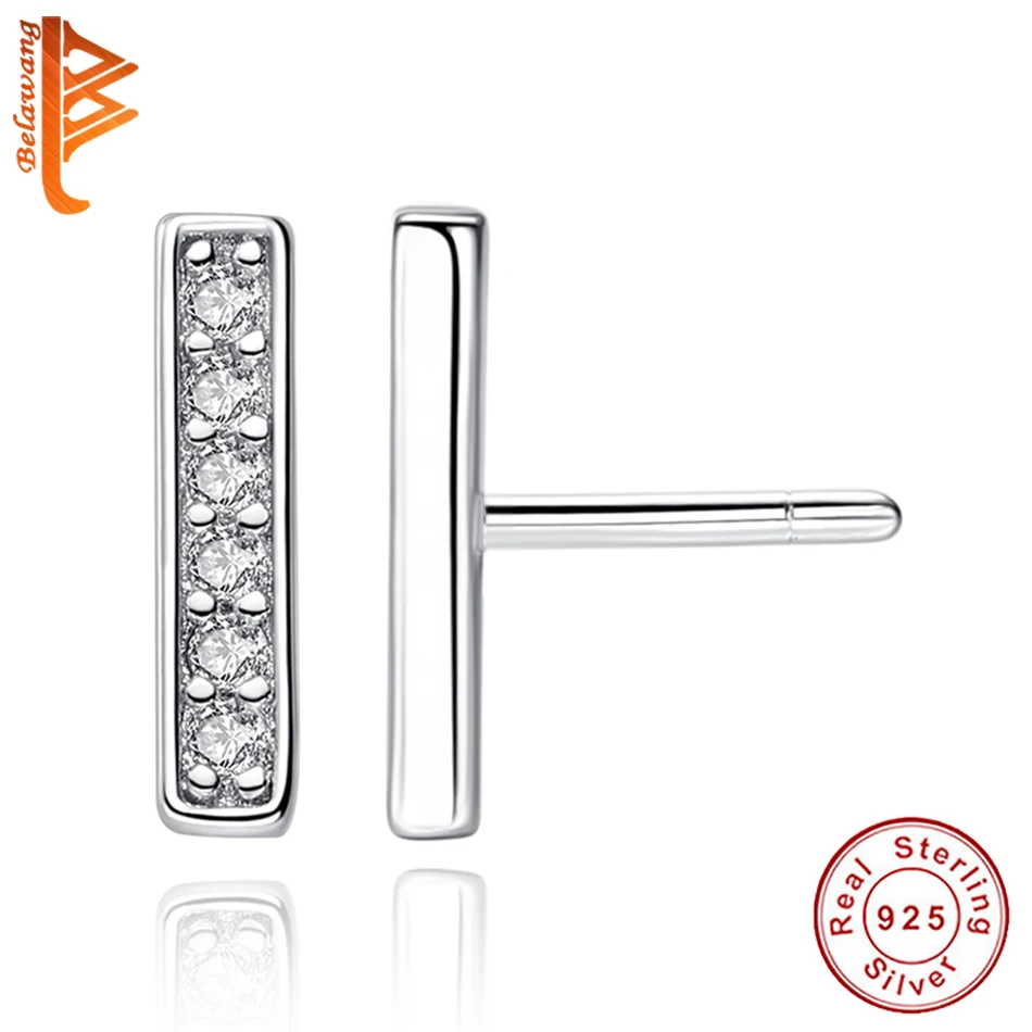 Женские серьги-гвоздики из серебра 925 пробы с фианитами | Украшения и аксессуары