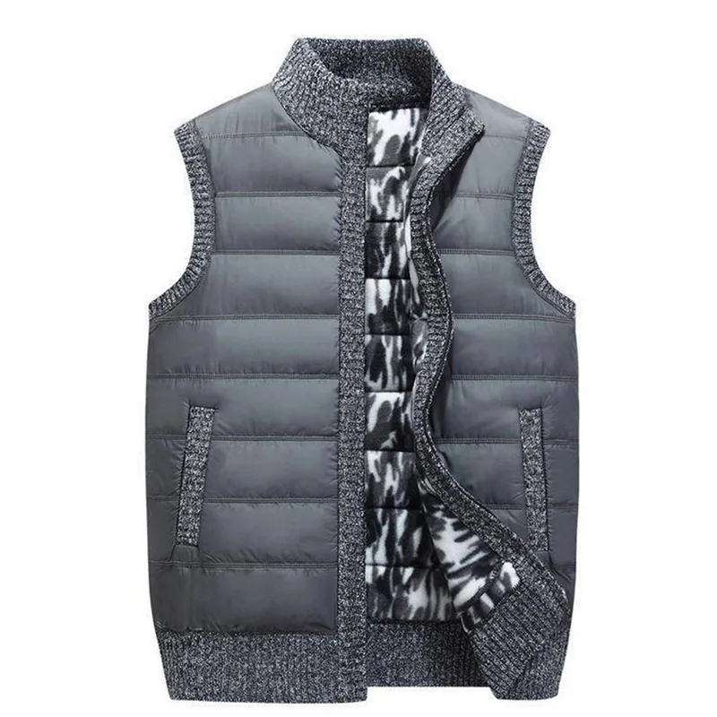 

CYSINCOS 2019 New Mens Casual Warm Sleeveless Stand Collar Sleeveless Waistcoat Cardigan Vest Fleece Sweatercoat Plus Size