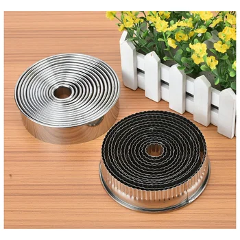 

14PCS Cake Ring Mold Stainless Steel Round lace Circle Cookie Mousse Mini Cake Ring Cake Gum Paste Mould DIY Wedding Cake Tools