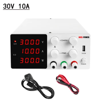 

30V 10A Regulated DC Power-Supply Lab Switching Adjustable Power Supplies 4 Digits Display Fine Adjustment 0.001A 0.01V