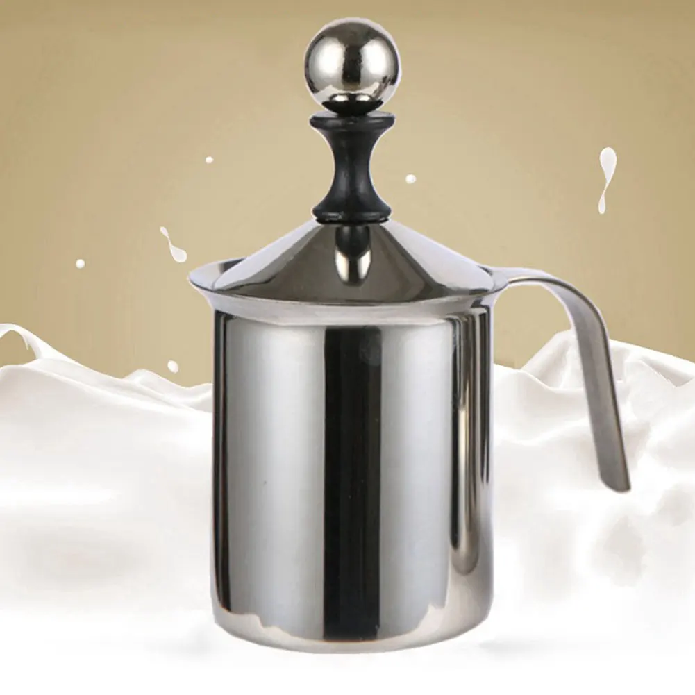 Кофеварка из нержавеющей стали с двойной сеткой для вспенивания молока, фильтр для молока, кофемашина 400 мл, 800 мл, кухонный инструмент