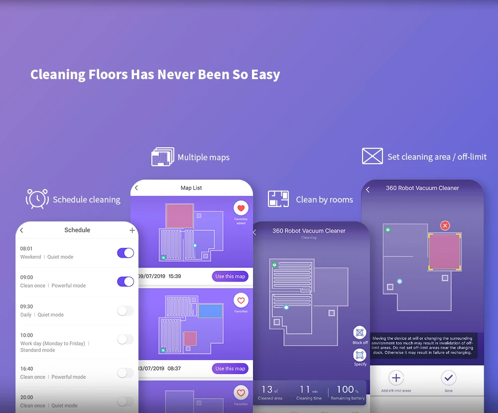 360 S7 Laser Navigation Slam Route Planning 2000Pa Large Suction Ultra-quiet Map Memory Sweeping Floor Mopping Robot International Version - White