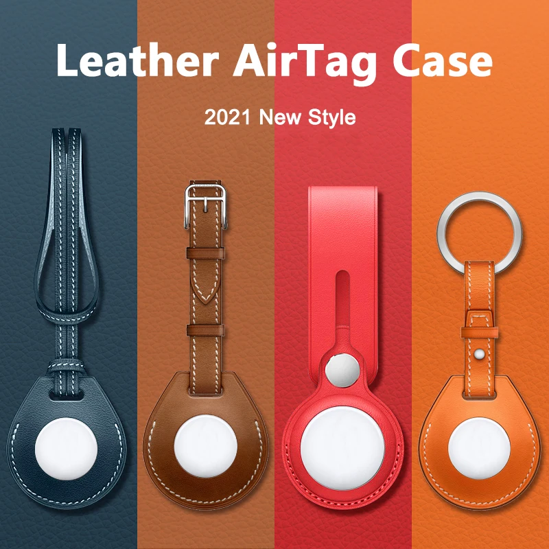 M3c luxuoso à prova de choque caso protetor para apple airtag couro hangable chaveiro bagagem tag saco charme loop