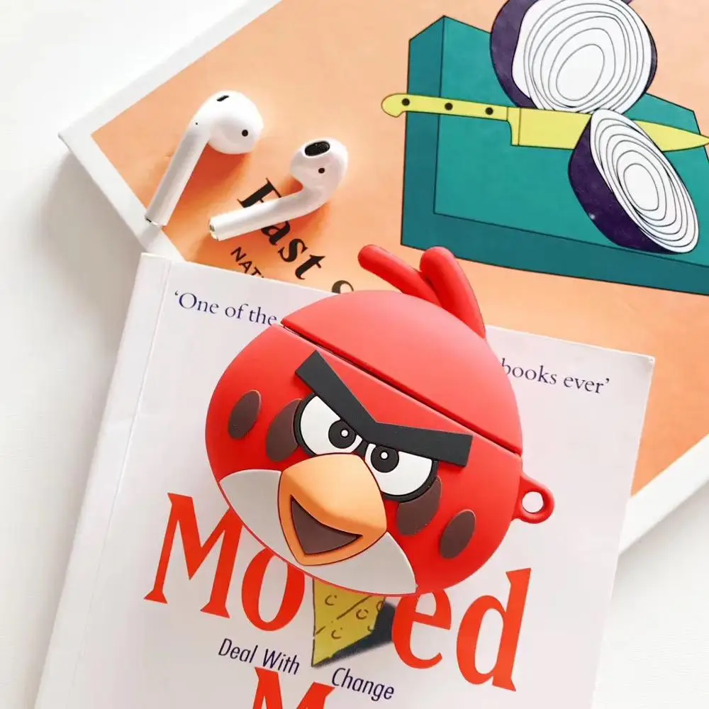 Angry bird Силиконовый чехол-накладка Little yellow man airpods чехол-накладка с брелком для airpods - Цвет: Angry bird