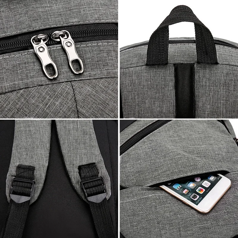 USB Charging Canvas Backpack 3 Pcs/set Women School Backpacks Schoolbag For Teenagers Man Student Book Bag Boys Satchel
