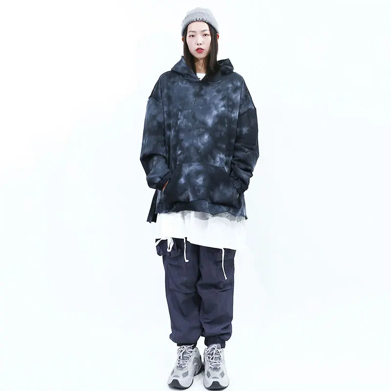 XITAO Tie Dyeing толстовки женские хип-хоп бренд свитер свободного размера плюс Топ Женская Осенняя мода уличная одежда пуловер XJ2367