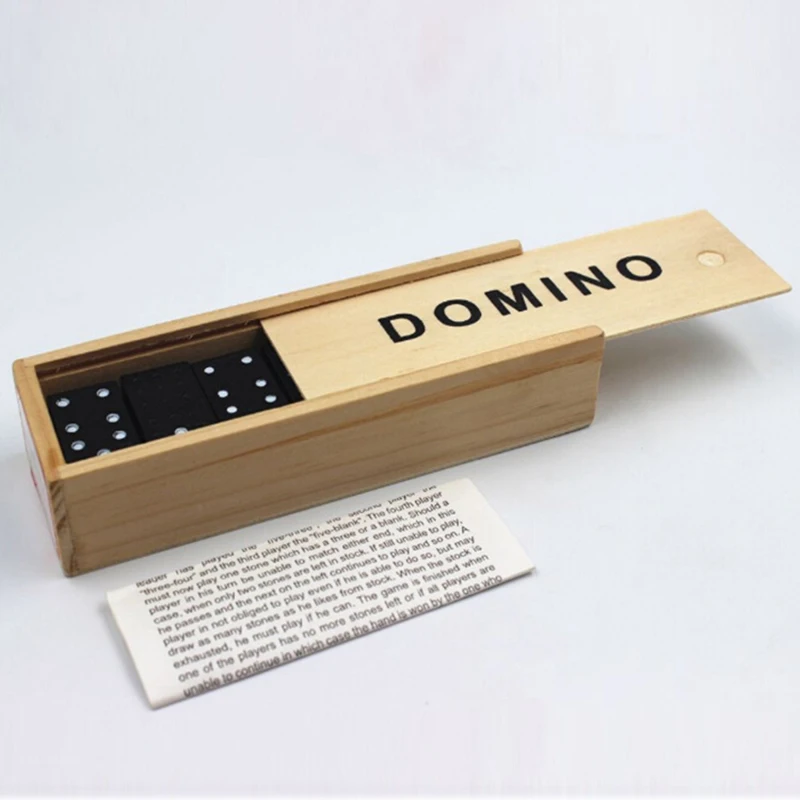 Kids Wooden Box Dominoes Set Toy Traditional Classic Children 28 Domino Family Game Travel Gam Traditional Educational Toy TSLM1 domino set