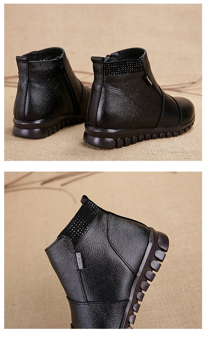 GKTINOO Women Boots Winter Shoes Fashion Woman Genuine Leather Wedges Ankle Boots Casual Keep warm Women Snow Boots