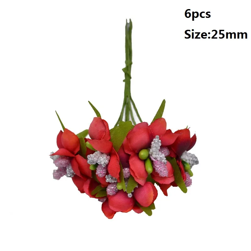 6pcs stamen Свадебные украшения красный искусственный цветок вишня тычинки ягоды DIY цветок венки декоративный торт подарочная коробка Свадебная вечеринка Декор - Цвет: 6pcs stamen
