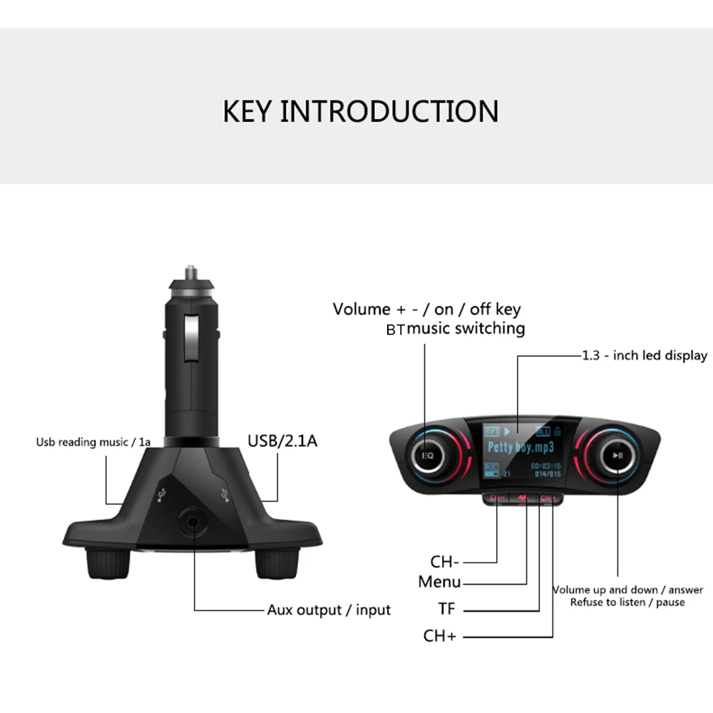 Bakeey Авто MP3 музыкальный плеер Bluetooth-4.0 ресивер FM-передатчик fm модулятор громкой связи Двойной Зарядное устройство USB с U диск/TF карты