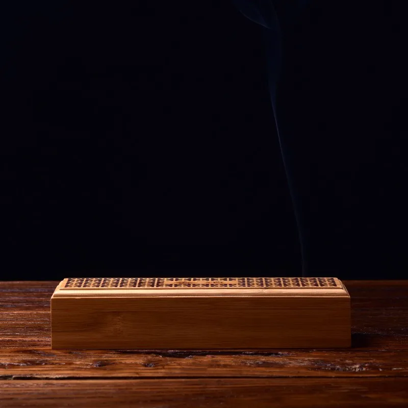 Бамбуковая ладана горелка подставка для ароматических палочек с ящиком Joss-stick коробка полый кадильница для ароматерапии домашний офис Чайный домик Декор