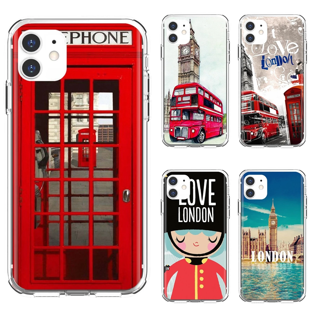 Silicone Skin Cover For Samsung Galaxy A12 A31 A41 A51 A71 A20e A21s M30 A10 A30 A40 A50 A60 A70 London-big-ben-Bus | Мобильные